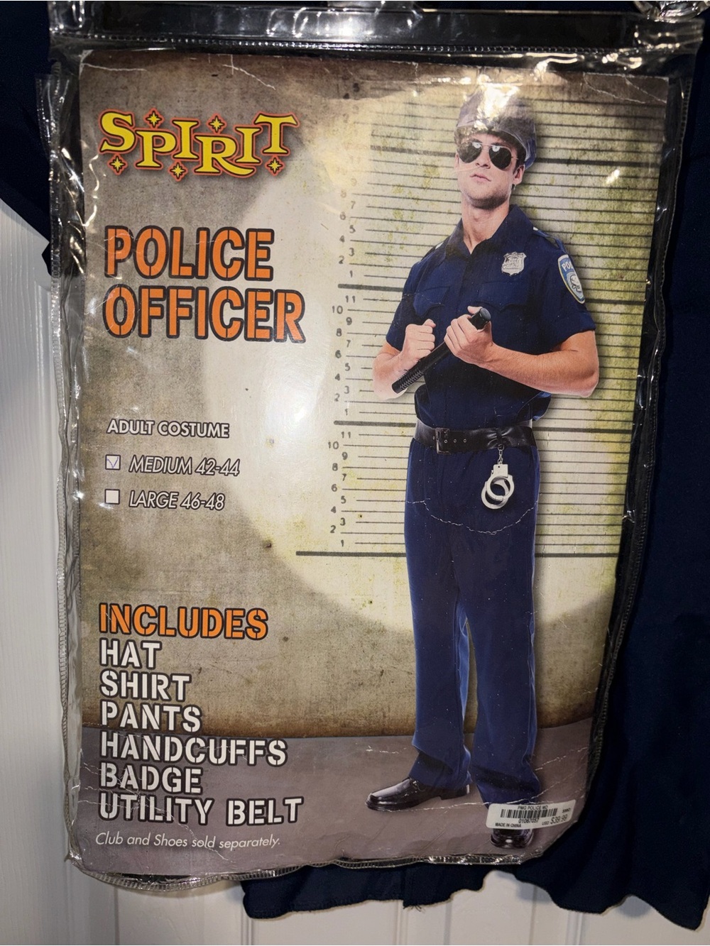 Spirit Police Officer Adult Costume Complete Outfit Blue Stretch Size M